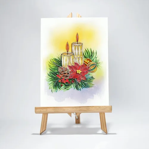 Miniatura 4 de Tarjeta de Navidad con velas, tarjeta de felicitación de flores de Navidad, para mamá, papá, abuela, amigo, jefe, compañero de trabajo