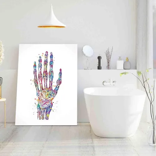 Miniatura 5 de Póster de pared enmarcado, huesos de mano, acuarela, huesos de mano, huesos de mano, arte médico, ciencia, arte ortopédico, enfermera, medicina