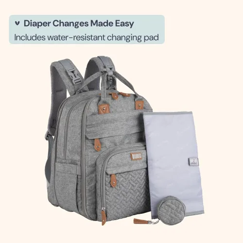 Miniatura 62 de BabbleRoo - Mochila para pañales - Bolso de viaje con artículos esenciales para bebés - Mochila multifunción resistente al agua, bolso de viaje