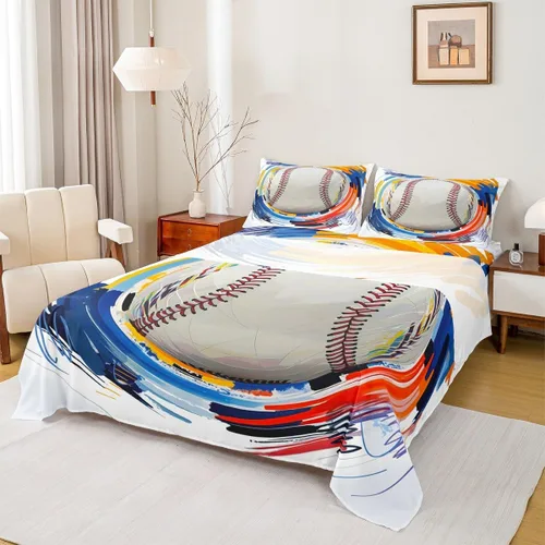 Miniatura 20 de Sábanas de baloncesto tamaño matrimonial con bolsillo profundo para niños, ropa de cama deportiva, juego de sábanas para atletas de baloncesto