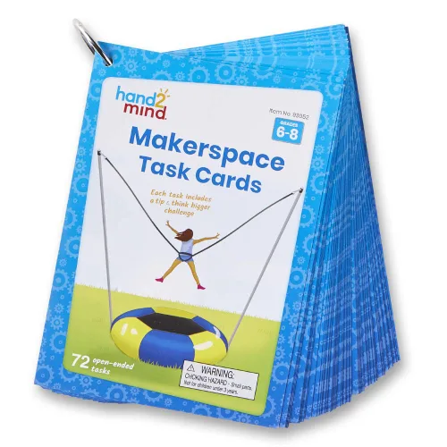 Miniatura 5 de hand2mind Makerspace - Tarjetas de tareas, tarjetas de aprendizaje STEM para niños de grado K-2, 36 actividades STEM, proyectos de construcción