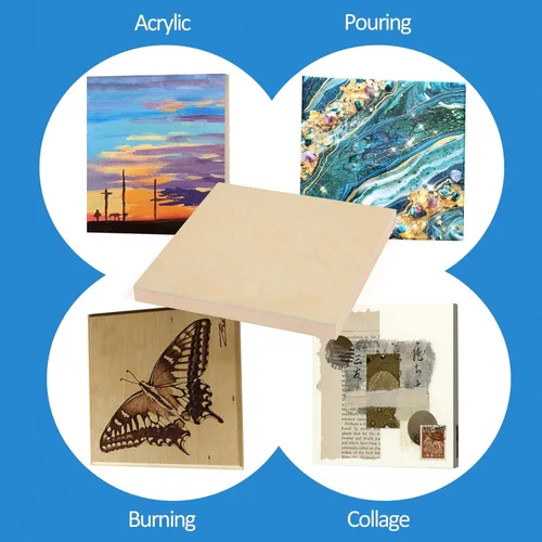 Miniatura 4 de Falling in Art Kit de Paneles de Lienzo de Madera de Abedul Sin Terminar, Paquete de 4 de 8x8'' Tableros de Cuna de Estudio Profundos de 3/4