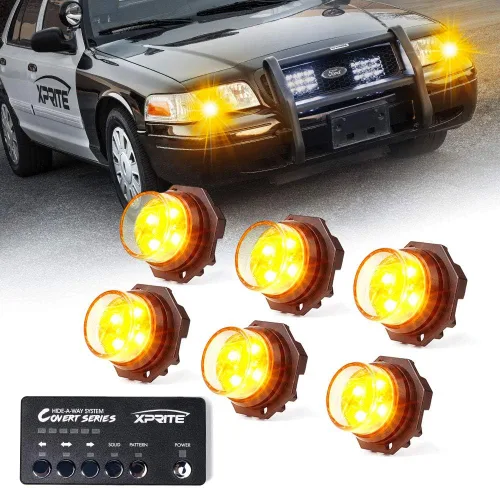Miniatura 9 de Xprite Kit de luces estroboscópicas LED ámbar ocultas, 20 patrones intermitentes con panel de control, faros, luces traseras, luces antiniebla