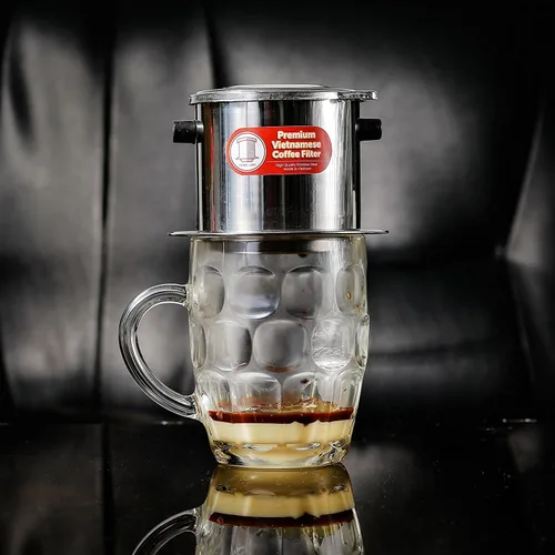 Miniatura 2 de Juego de filtros de café vietnamita También se le conoce como cafetera vietnamita o prensa extragrande, Acero inoxidable