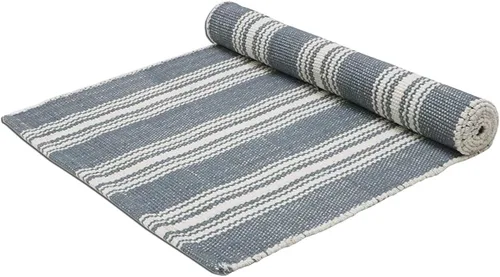 Miniatura 11 de Alfombrilla de Yoga Tejida a Mano 100% Algodón - Gruesa Hecha en Telar en India - para Ejercicio en Piso de Gimnasio - Corredor para Dormitorio