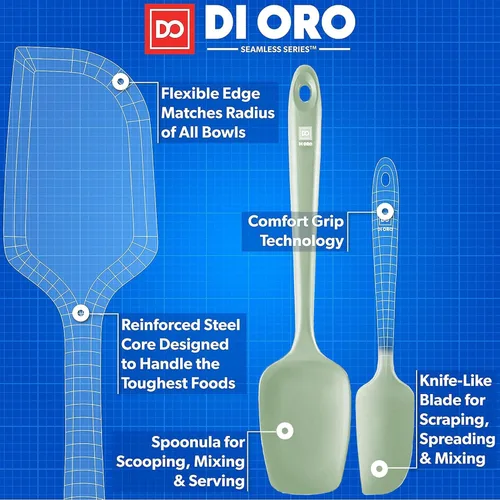 Miniatura 3 de di Oro Living Juego de espátulas de silicona - Espátulas de goma para la cocina para hornear, cocinar, mezclar - Espátulas rallador de silicona