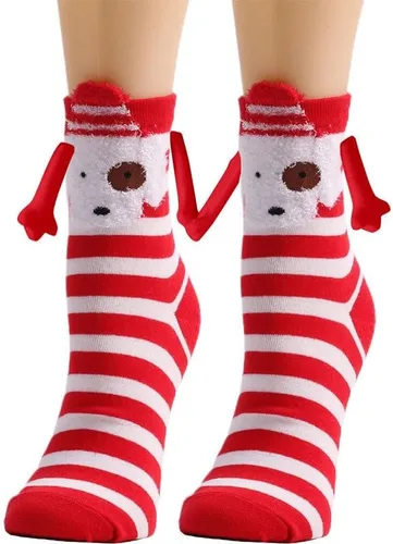 Miniatura 2 de Anager 5 pares de calcetines de Navidad de la mano tomados de la mano pareja magnética mano media tubo calcetines divertidos regalos de Navidad