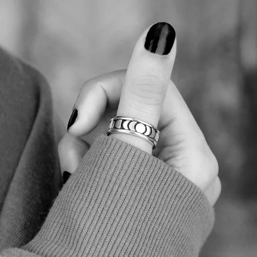 Miniatura 5 de Boho-Magic Anillo giratorio de plata de ley 925 para hombres y mujeres celestiales joyería
