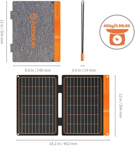 Miniatura 4 de Cargador de panel solar pequeño de 20 W, 5 V, USB-A, USB-C, plegable, portátil, ligero, ETFE, panel de energía de emergencia, IP67, impermeable