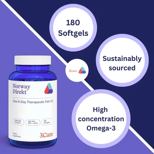 Miniatura 4 de Noruega Direkt Omega-3 Aceite de pescado 2,000 mg de Omega-3 por 2 cápsulas blandas 1060 mg EPA, 740 mg de DHA (2 porciones de gel suave) grado
