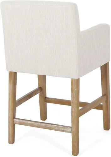 Miniatura 6 de Harper & Bright Designs Taburetes de bar beige, taburetes de bar de 26 pulgadas de altura de mostrador con respaldo para isla de cocina, sillas