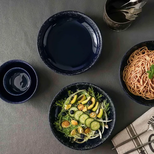 Miniatura 5 de S&Q'S CERAMICS Juego de 4 tazones grandes para servir, tazones grandes para ensalada de 65 onzas, platos hondos de cerámica anchos y poco profundos