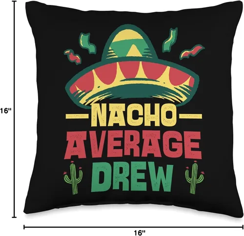 Miniatura 4 de Not Your Ordinary Name. Nacho Average Drew - Almohada (16 x 16 pulgadas), multicolor