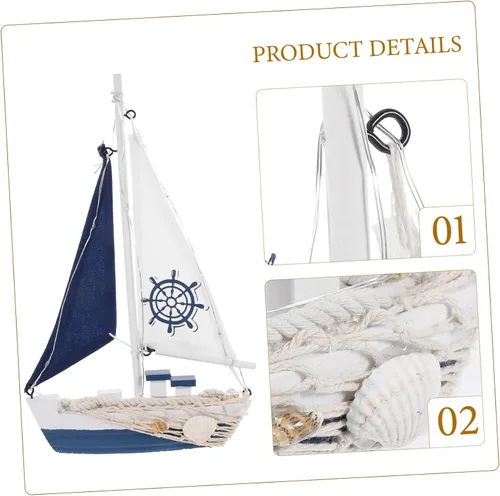 Miniatura 8 de ARTIBETTER Decoración Vela Adornment Escritorio Velero Ornamento Estilo Náutico Velero Modelo Mediterráneo Náutico Barco Modelo LED Madera Oficina
