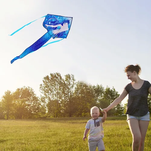 Miniatura 4 de HONBO Cometa de sirena grande para niños y adultos, cometa Delta fácil de volar, cometa para principiantes para niñas y niños, cometa