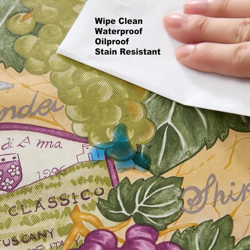 Miniatura 6 de Newbridge Mantel cuadrado de vinilo con parte trasera de franela de vinilo de 52 x 52 pulgadas, colorido estampado temático de vino y uva, fácil
