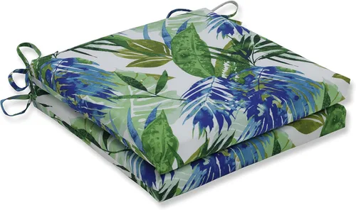 Miniatura 31 de Pillow Perfect Cojines de asiento de esquina cuadrados para exteriores e interiores, 16 x 18.5 pulgadas, selva verde con hojas exuberantes, 2 Selva