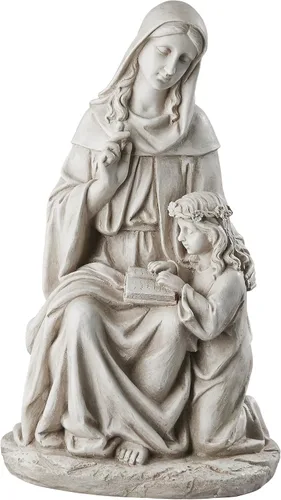 Design Toscano Anne with Young Mother Mary Holy Religious Garden Estatua de jardín, 12 pulgadas de ancho, 21 pulgadas de alto, resina de piedra