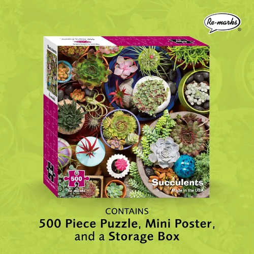Miniatura 2 de Re-marks Succulents - Rompecabezas de 500 piezas con piezas grandes para todas las edades