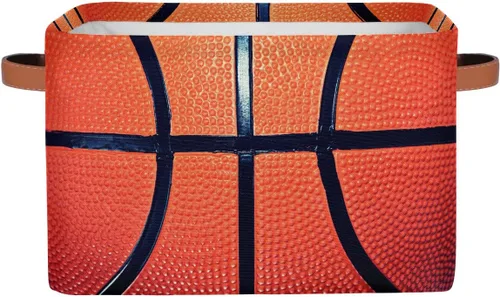 Cesta de almacenamiento pequeña con asas para niños, juguetes de baloncesto, pelota deportiva, cubos de almacenamiento plegables de tela, cesta
