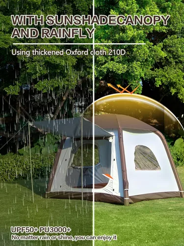 Miniatura 3 de Inflatable Camping Tent,2/4/6/8 Person Glamping Inflatable Tents with Awning, Quick Setup Blow Up Tents with Pump, Waterproof Oxford Inflatable 2-4