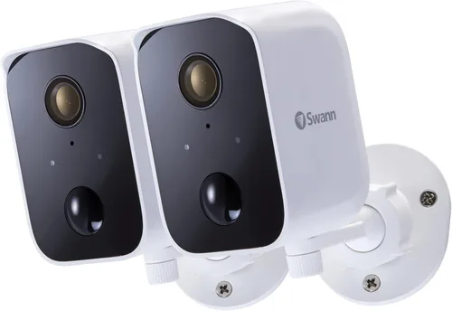 Swann CoreCam Cámara de seguridad inalámbrica, 1080P HD para interior/exterior, conversación y sirena de 2 vías, detección de movimiento de calor,