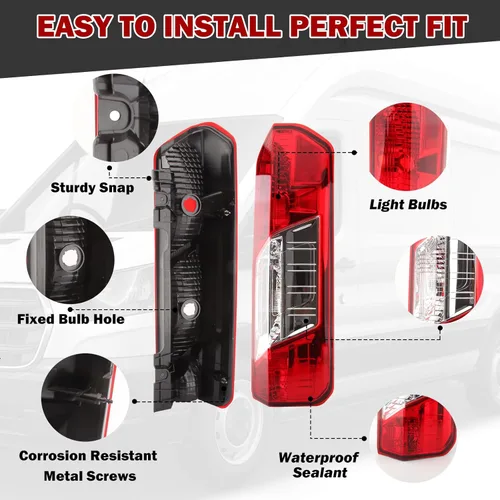Miniatura 2 de Luz trasera para Ford Transit T150 250 350 350HD 2015-2025 Luz trasera sin bombilla y arnés (lado derecho del pasajero)