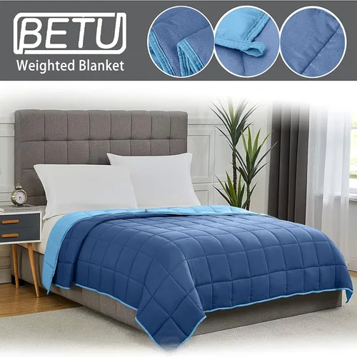 Miniatura 3 de Manta con Peso Azul para Adultos 12 libras, 48"x72", Tamaño Twin Full Manta Pesada Refrescante para 110-130 libras, Mantas Grandes de Microfibra