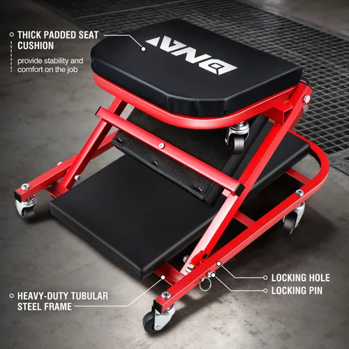 Miniatura 3 de DNA MOTORING Carro plegable 2 en 1 de 36 pulgadas en forma de Z, silla ajustable para garaje puedes acostarte o sentarte, 6 ruedas, capacidad de 330