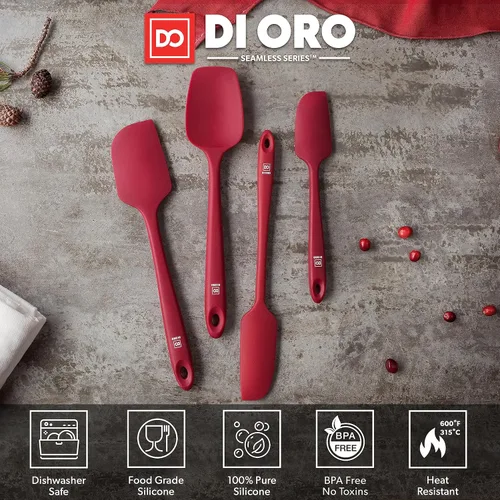 Miniatura 3 de DI ORO Juego de espátulas de silicona – Espátulas de cocina de goma para hornear, cocinar y mezclar – Resistente al calor a 600 °F y libre de BPA