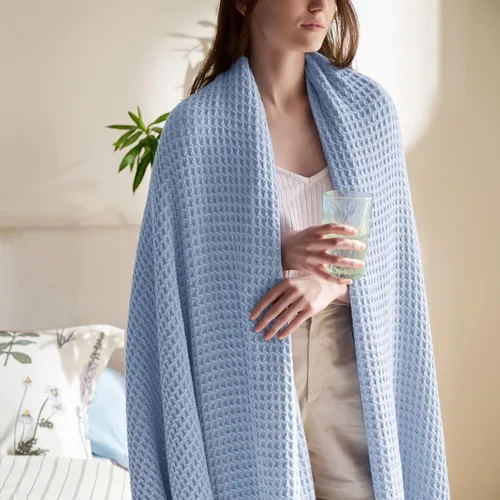 Miniatura 2 de Bedsure Gentlesoft - Manta de 100 % algodón, tamaño Twin XL, para dormitorio universitario, transpirable y suave, manta Twin de tejido waffle