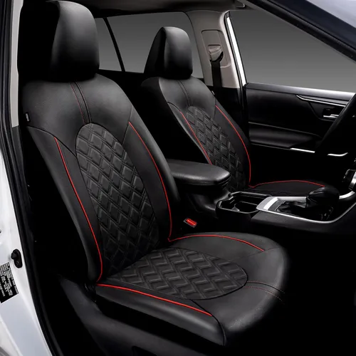 Miniatura 2 de CAROMOP Juego completo de fundas de asiento de automóvil de cuero PU de lujo, protectores de asiento impermeables con fundas de asiento de banco
