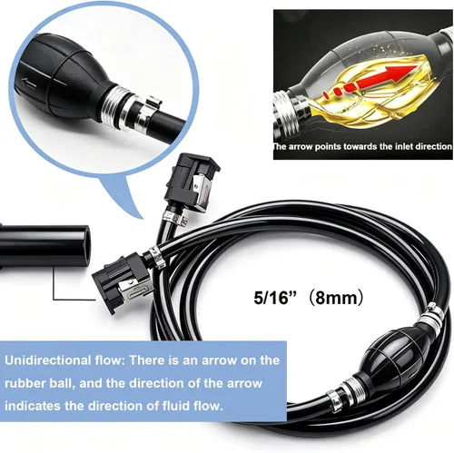 Miniatura 5 de Tnisesm Conjunto de línea de combustible de 5/16" 6 pies, con conector de goma marina para motor fuera de borda de barco, RVs, conjunto de Negro