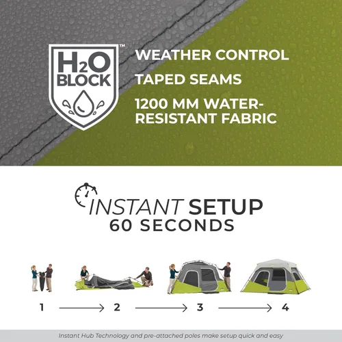 Miniatura 5 de CORE Tiendas de campaña instantáneas Tienda de campaña familiar para múltiples habitaciones, para coche, camping, bolsillos de almacenamiento