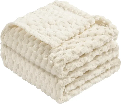 Miniatura 97 de Vessia - Manta de forro polar de franela (50x70 pulgadas), manta 3D de jacquard negra, esponjosa y cálida para sofá, sillón, cama, silla, 300GSM