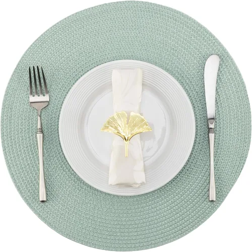 Miniatura 41 de Winknowl Juego de 4 manteles individuales redondos trenzados, lavables, tejidos resistentes al calor, para mesas de cocina, comedor, manteles Beige