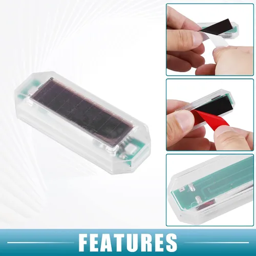 Miniatura 3 de Alarma simulada de energía solar universal para coche, seguridad antirrobo LED intermitente luz de advertencia falsa lámpara roja transparente