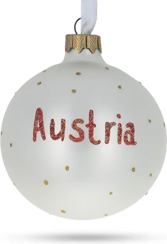 Miniatura 6 de Bandera de Austria Bola de Vidrio Adorno de Navidad 3,25 Pulgadas