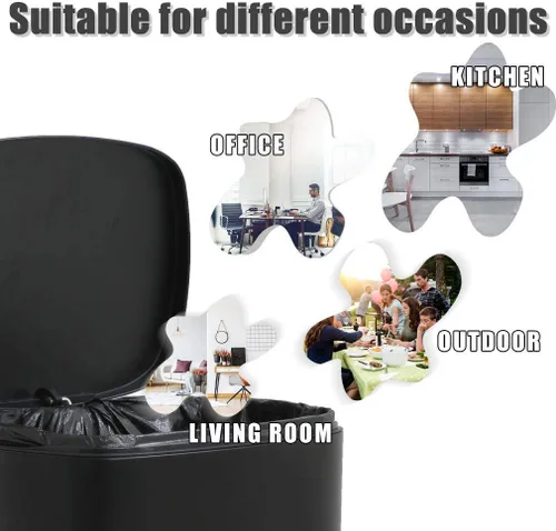 Miniatura 6 de TTY Store Bote de basura de acero inoxidable de 13 galones con tapa, negro, capacidad de 13.0 galones, antihuellas, diseño silencioso, fácil de usar
