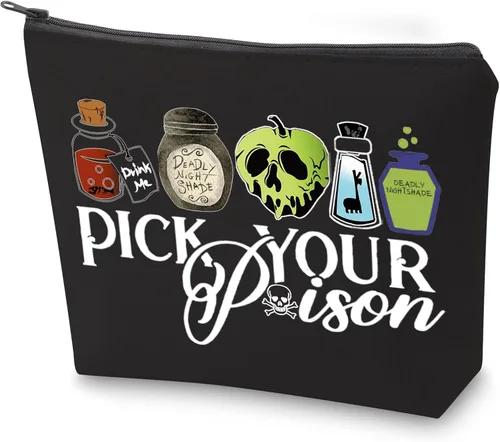 ZJXHPO Regalo de Halloween de la reina malvada regalo para amantes de los villanos bolsa de maquillaje veneno con cremallera para villano bolsa de