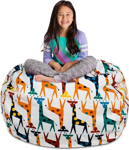 Miniatura 41 de Posh Stuffable - Sillón puff con almacenamiento para niños, contenedor de animales de peluche, organizador de juguetes de niños Lona rayas verde