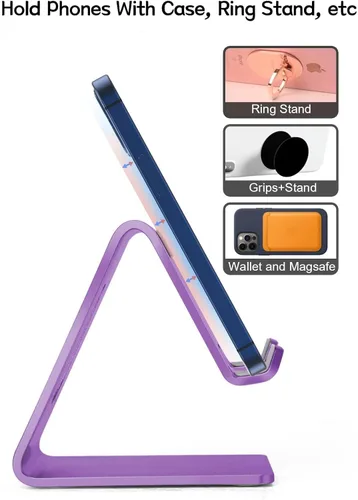 Miniatura 4 de Aoviho - Soporte para teléfono móvil, soporte para escritorio, soporte de aluminio para iPhone 15 14 13 12 pro 11 X Xs max 8 7 6 6s Plus SE Samsung