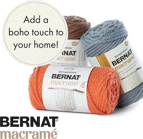 Miniatura 3 de Bernat - Hilo para macramé color negro, paquete de 3 de 250 g/8.8 oz - Algodón - #6 súper esponjoso - Tejido de punto, ganchillo y manualidades