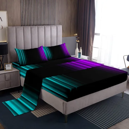Miniatura 23 de Feelyou Juego de sábanas decorativas con ombre abstracto para niños y adolescentes, juego de sábanas rojas y negras de moda para dormitorio de niñas
