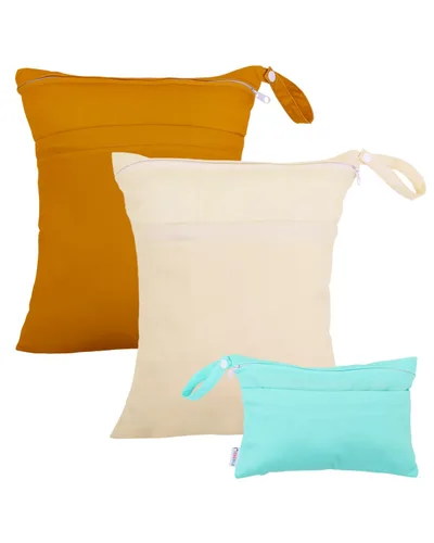 Miniatura 17 de ALVABABY 2 bolsas de pañales de tela para ropa húmeda, reutilizables con dos bolsillos con cremallera, para viajes, playa, piscina, guardería