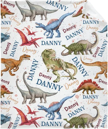 Miniatura 16 de Manta Personalizada con Nombre de Dinosaurio Regalos Personalizados Mantas de Franela Súper Suaves y Ligeras Manta para Niños, Adultos, Adecuada