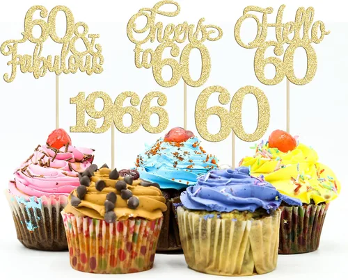 Miniatura 41 de Gyufise Paquete de 24 adornos negros para cupcakes de 10.º cumpleaños con purpurina negra 10 Ten Hello 10 Dights dobles desde 2015 para decoraciones