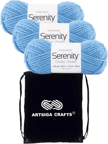 Miniatura 17 de Premier Yarns Serenity Chunky Solid Smoke 700-41 (3 madejas, el mismo lote de tinte) - Hilo acrílico grueso y voluminoso #5 para ganchillo y tejer