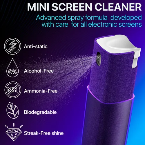 Miniatura 2 de iO CLEAN Mini Spray Limpiador de Pantalla – Limpiador de Pantalla a Prueba de Huellas para Smartphones, iPads, MacBooks, Laptops, Pantallas de Rosa
