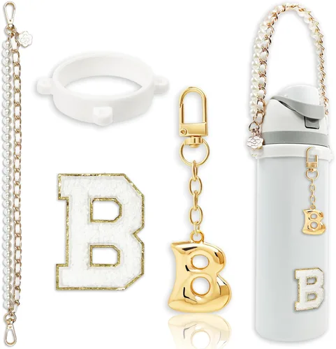 Miniatura 34 de Letter Handle Strap Accessories with Cute Initial Charm Compatible with Owala Water Bottle 24oz 32oz 40oz Owala Kids Púrpura
